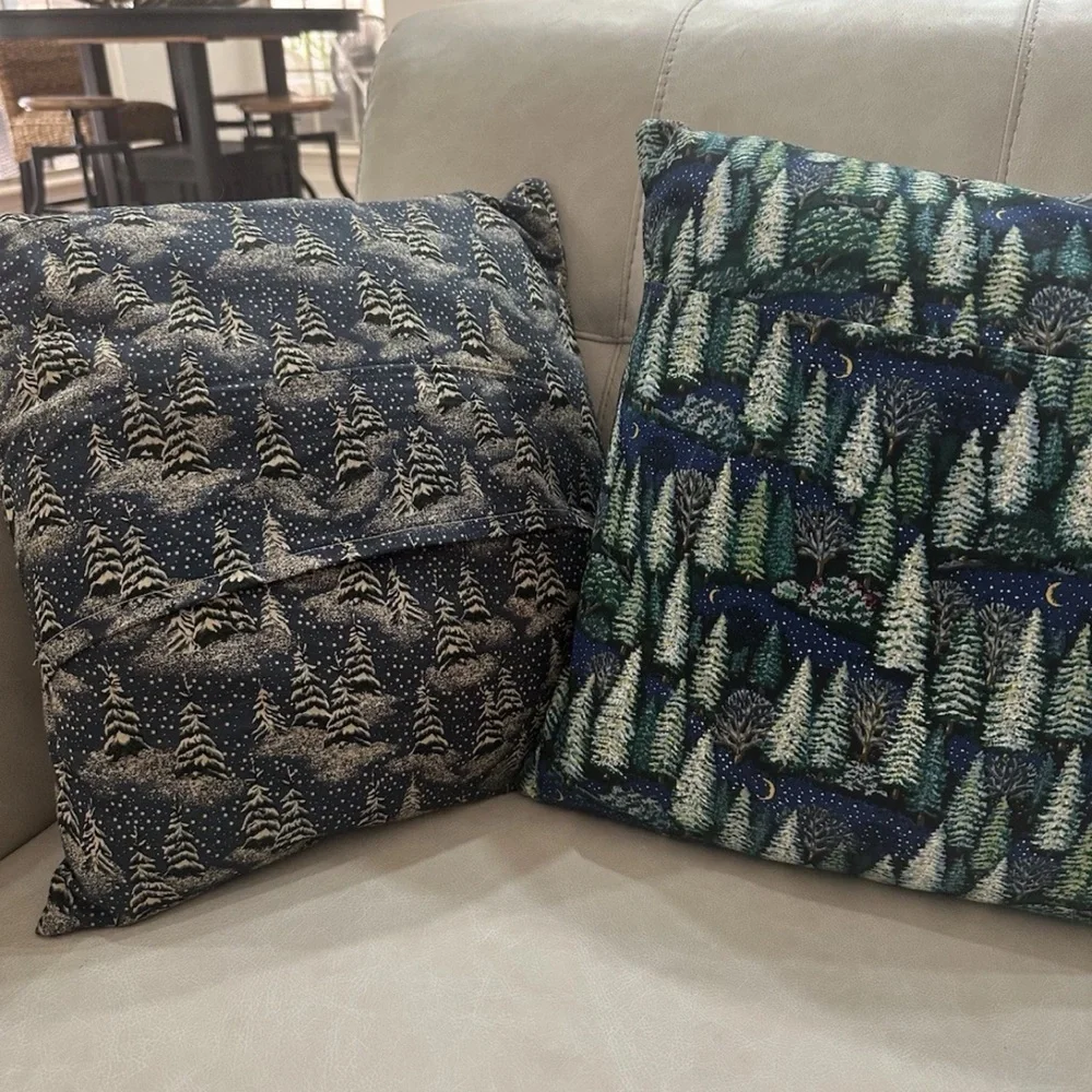 Festive Gnome Throw Pillow Set - Red and Green Handmade 15” x 15”
